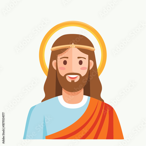 Jesus Christ cartoon character with halo Easter.