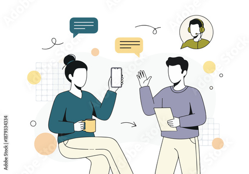 Business meeting and customer service interaction via digital device