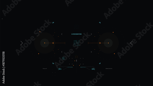 Futuristic AI Technology HUD Interface Vector Illustration video Overlay template 