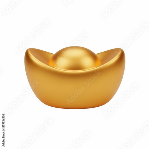 Golden ingot in a curved bowl shaped like a gold bar.