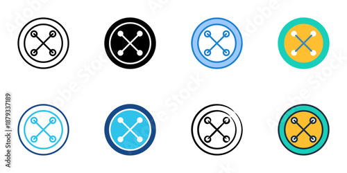 Button icons set multiple style collection. Editable stroke 
