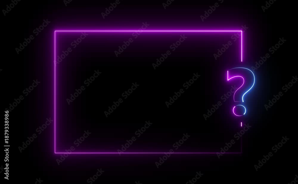Question mark neon sign light on black background. Quiz trivia game ...