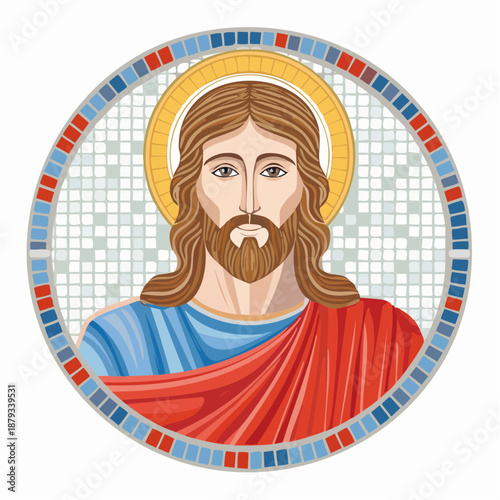 Jesus Christ mosaic portrait religious art Christian iconography Easter.