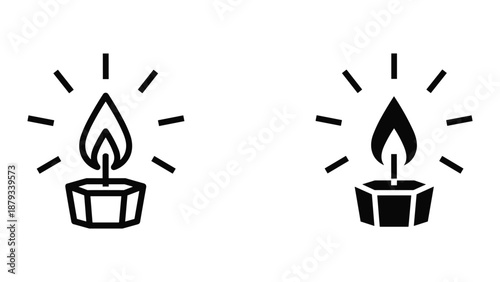 Candle icons in different styles