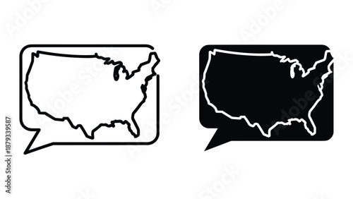 United states map icon in speech bubble