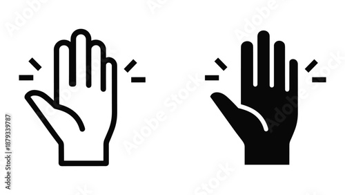 High five gesture icon set