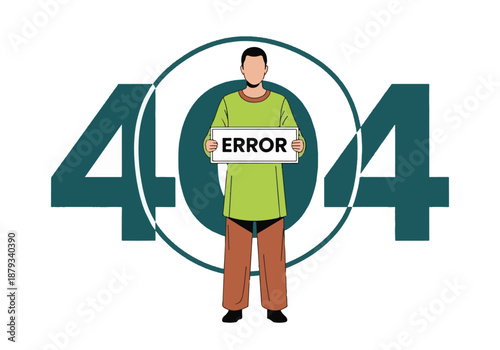 404 Page Not Found error concept with person holding an ERROR sign