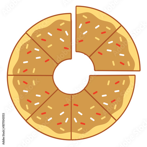 Donut three-fourths fraction ideal for teaching 3/4, number sense, and playful math illustrations for young learners.