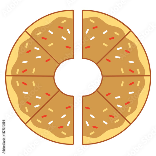 Donut half brown perfect for teaching 1/2, homework sheets, and playful children’s fraction learning illustrations.