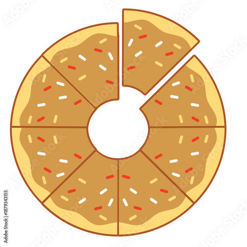 Donut one-sixth fraction visual perfect for teaching 1/6, math lessons, and playful educational designs for kids.