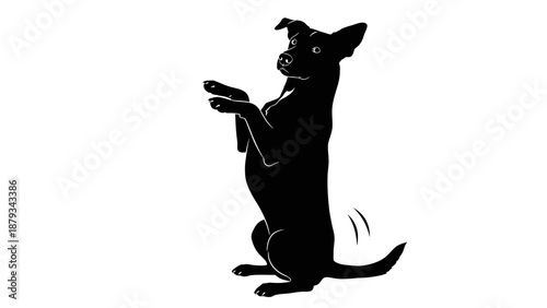 Black Dog Begging Vector Illustration