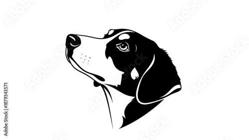 Black and White Dog Head Profile Vector Illustration