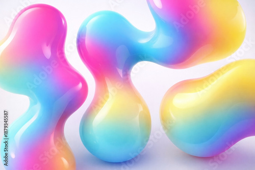 Abstract glossy colorful fluid gradient 3D background