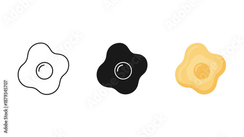 Three flower shaped objects in black white and yellow on plain background