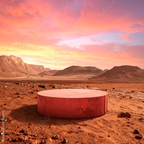Wallpaper Mural A red platform on a Martian landscape under a vibrant sunset Torontodigital.ca