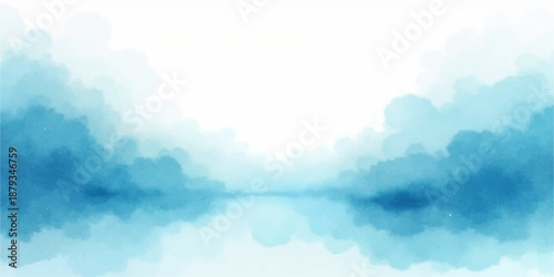 A beautiful bright blue summer sky filled with fluffy white clouds and radiant sunlight creates a peaceful nature cloudscape in the clear atmosphere