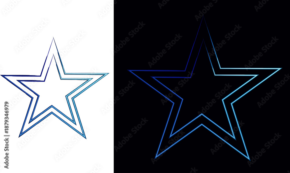 Obraz premium Neon Outline Star Design on Dual Backgrounds