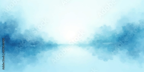 A bright blue summer sky filled with beautiful white fluffy clouds and clear sunlight creates a stunning sunny cloudscape high in the atmosphere