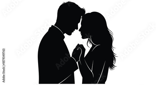 A tender moment captured in black a couple embracing closely defined by a striking silhouette