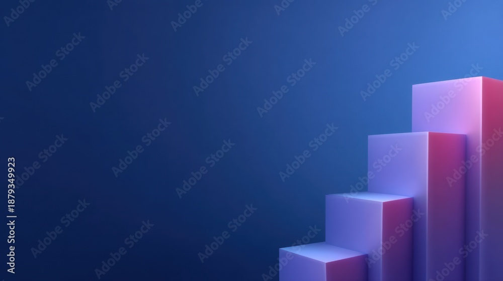 Fototapeta premium Modern Abstract Background with Geometric Steps and Gradient Lighting for Business, Finance, and Growth Concepts in a Minimalistic Style