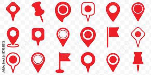 Map pointers, pin, marker, navigation, GPS, position, pointer. Location Pin Icon Vector Flat and Clean Look Isolated on transparent background.