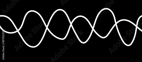 Abstract White Flowing Light Waves on Black Background, Smooth Curved Lines Representing Sound Frequency, Digital Signal, Energy Motion, and Modern Technology Concept.