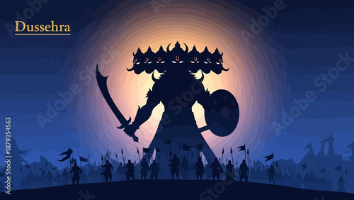 Dussehra Festival Celebrations Depicting the Victory of Good Over Evil with Lord Rama's Army Battling Ravana