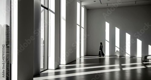 Woman Practicing Yoga in Empty Studio.