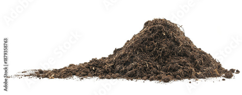 Fotografi pile peat moss soil, and mound compost Isolated on a white background