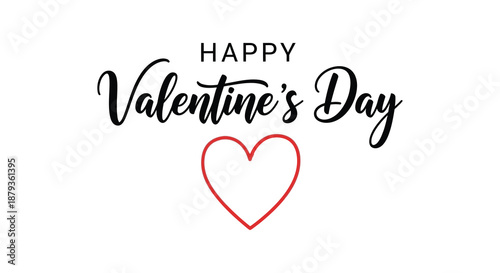 A festive valentine s day greeting with elegant cursive lettering and a simple heart shape silhouette