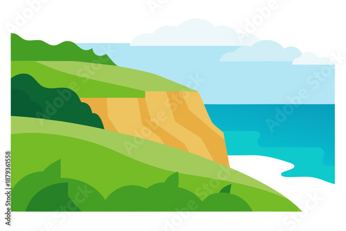 Australian Coastal Headland Vector Landscape