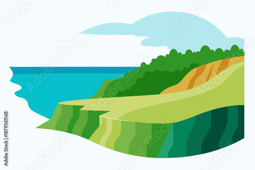 Australian Coastal Headland Vector Landscape