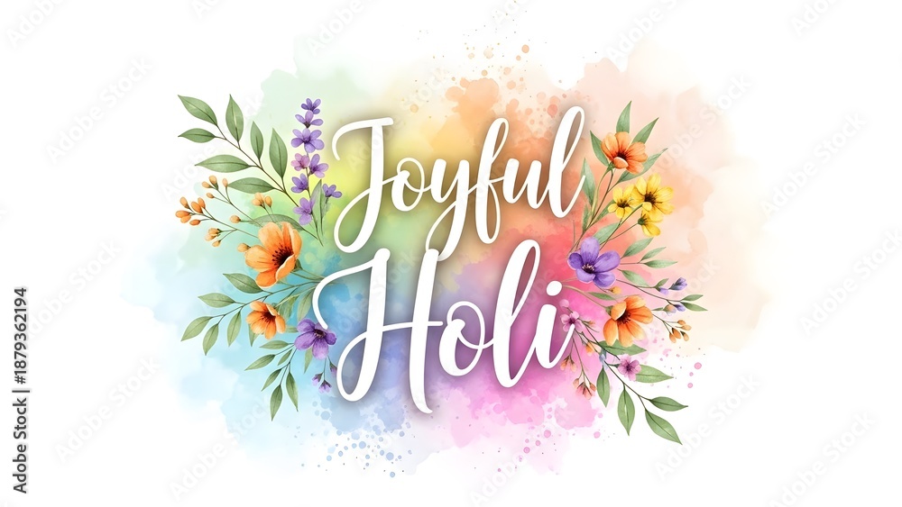 Obraz premium Joyful holiday watercolor floral design with handwritten typography