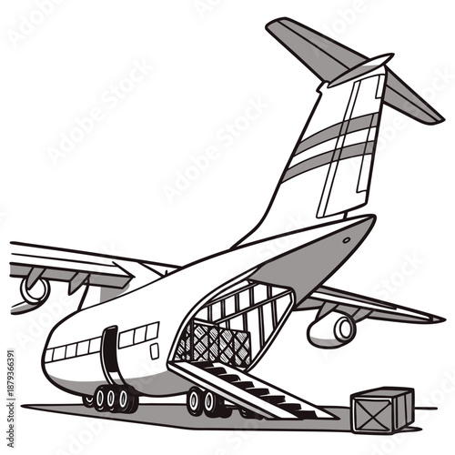 Illustrated cargo plane loading