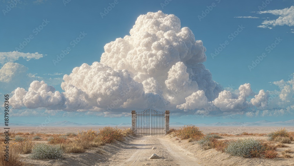 Obraz premium Desert gate under huge cloud