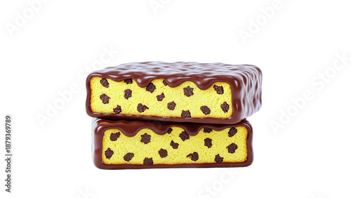 Stack of Chocolate Chip Cakes Covered in Chocolate Glaze