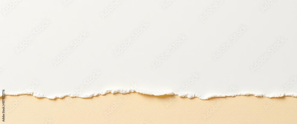 Fototapeta premium Deckle edge detail of handmade paper, showing uneven, textured border, wedding stationery, artisan