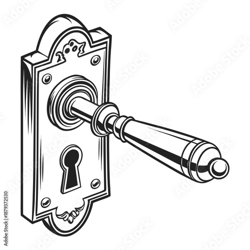 Vintage door handle with keyhole