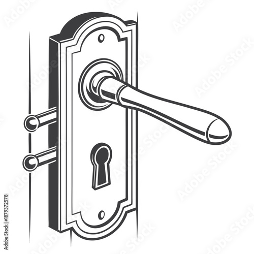 Vintage door handle with keyhole