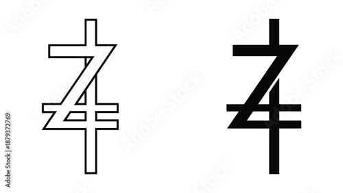Black and white yen sign on plain white background