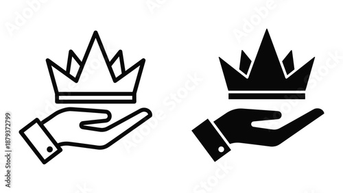 Hand holding crown icon illustration