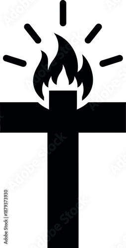 Easter sunday symbolism cross with flame representing resurrection and hope on happy easter sunday morning