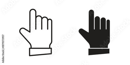 Pointing hand icons for web design set in black stroke and solid style. EPS10