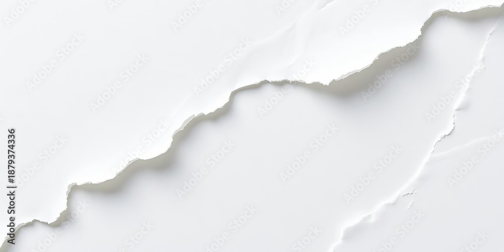 Obraz premium Jagged edges of a white paper scrap, showing fiber texture, damage, macro