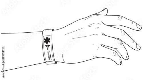Patient wristband illustration showing hospital identification bracelet for medical records billing accuracy and healthcare operations management