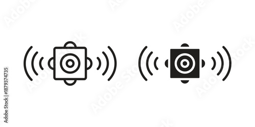 Sensor icons for web design set in black stroke and solid style. EPS10