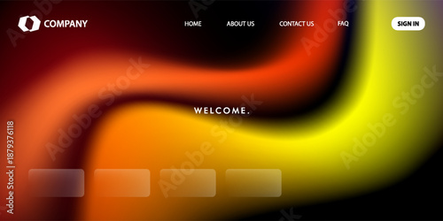 Abstract wave futuristic design of landing page. retro gradient mesh dark concept website design