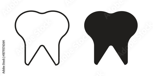 Tooth icons for web design set in black stroke and solid style. EPS10