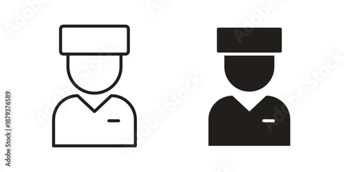 Valet icons for web design set in black stroke and solid style. EPS10
