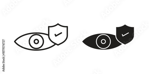 Vision insurance icons for web design set in black stroke and solid style. EPS10